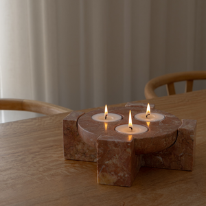 Terra Orbit | Natural Stone Maxi Tea Light Candle Holder | Inc. Pack of x3 Maxi Tea Lights