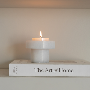 Luna Halo | Natural Stone Maxi Tea Light Candle Holder | Inc. Pack of x3 Maxi Tea Lights