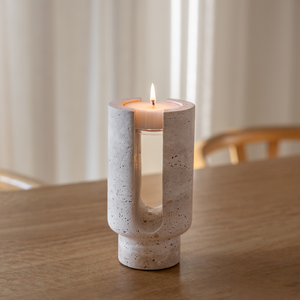 Sable Arch | Natural Stone Maxi Tea Light Candle Holder | Inc. Pack of x3 Maxi Tea Lights
