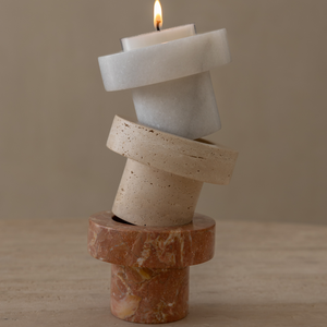 Sable Halo | Natural Stone Maxi Tea Light Candle Holder | Inc. Pack of x3 Maxi Tea Lights