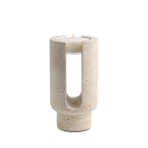 Sable Arch | Natural Stone Maxi Tea Light Candle Holder | Inc. Pack of x3 Maxi Tea Lights