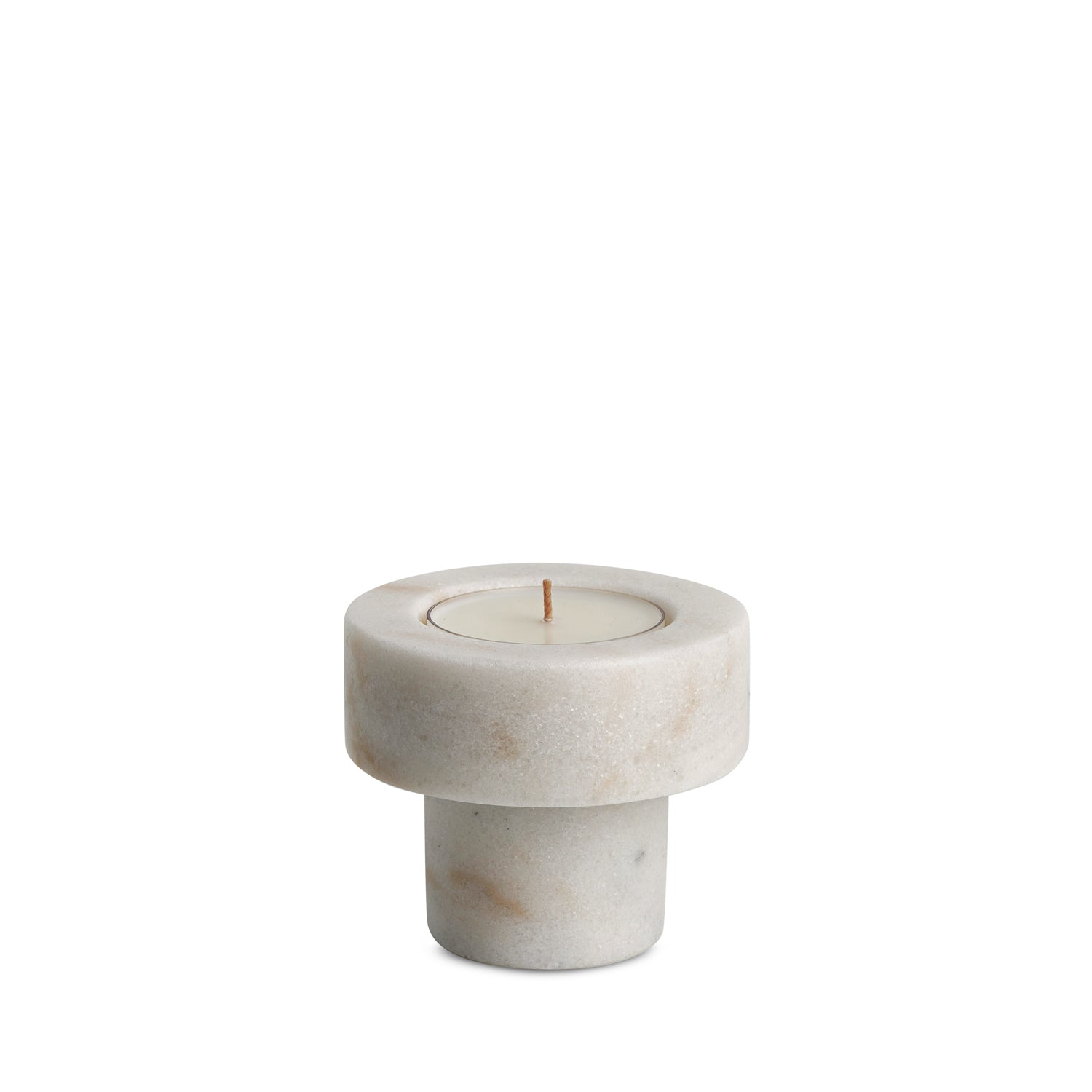 Luna Halo | Natural Stone Maxi Tea Light Candle Holder | Inc. Pack of x3 Maxi Tea Lights