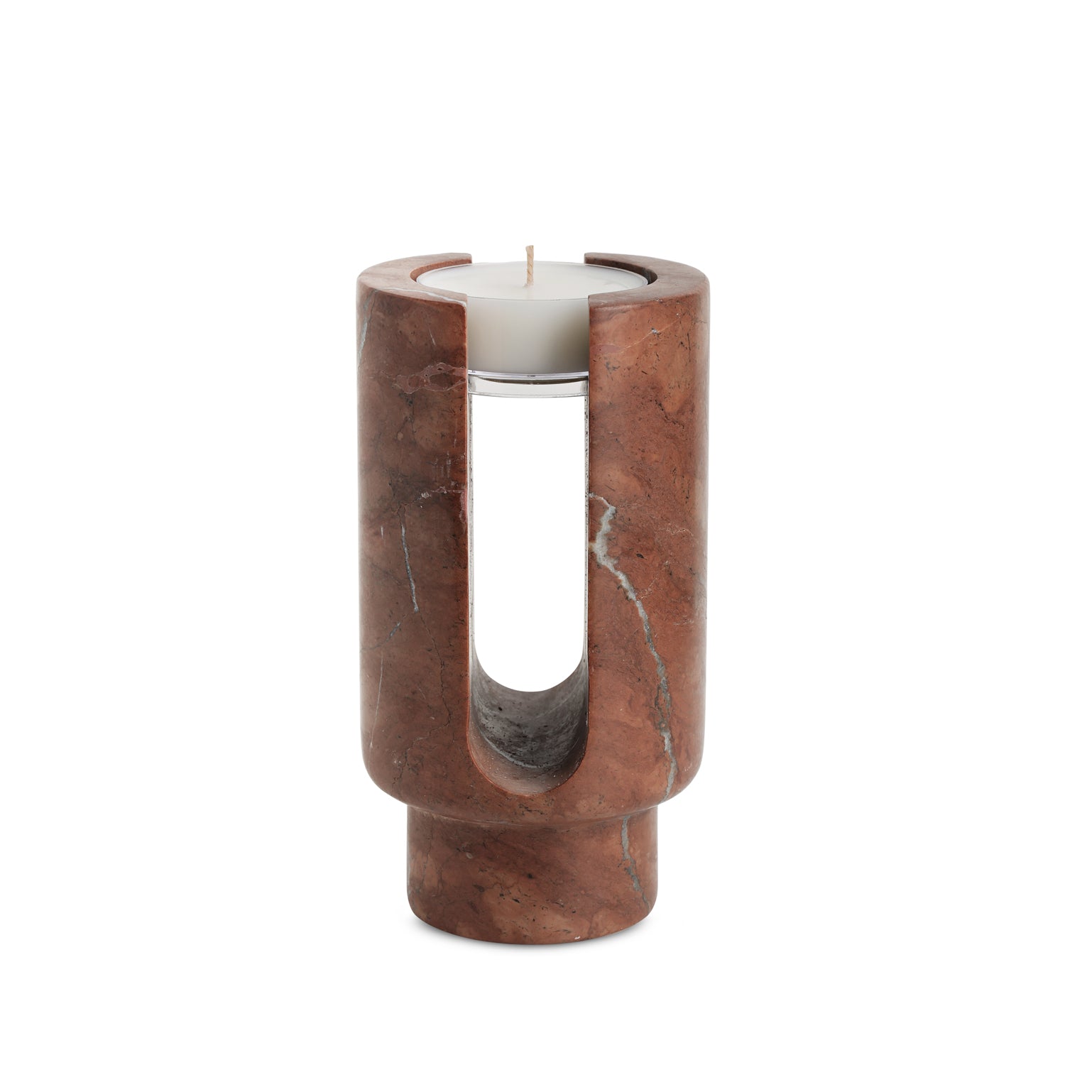 Terra Arch | Natural Stone Maxi Tea Light Candle Holder | Inc. Pack of x3 Maxi Tea Lights