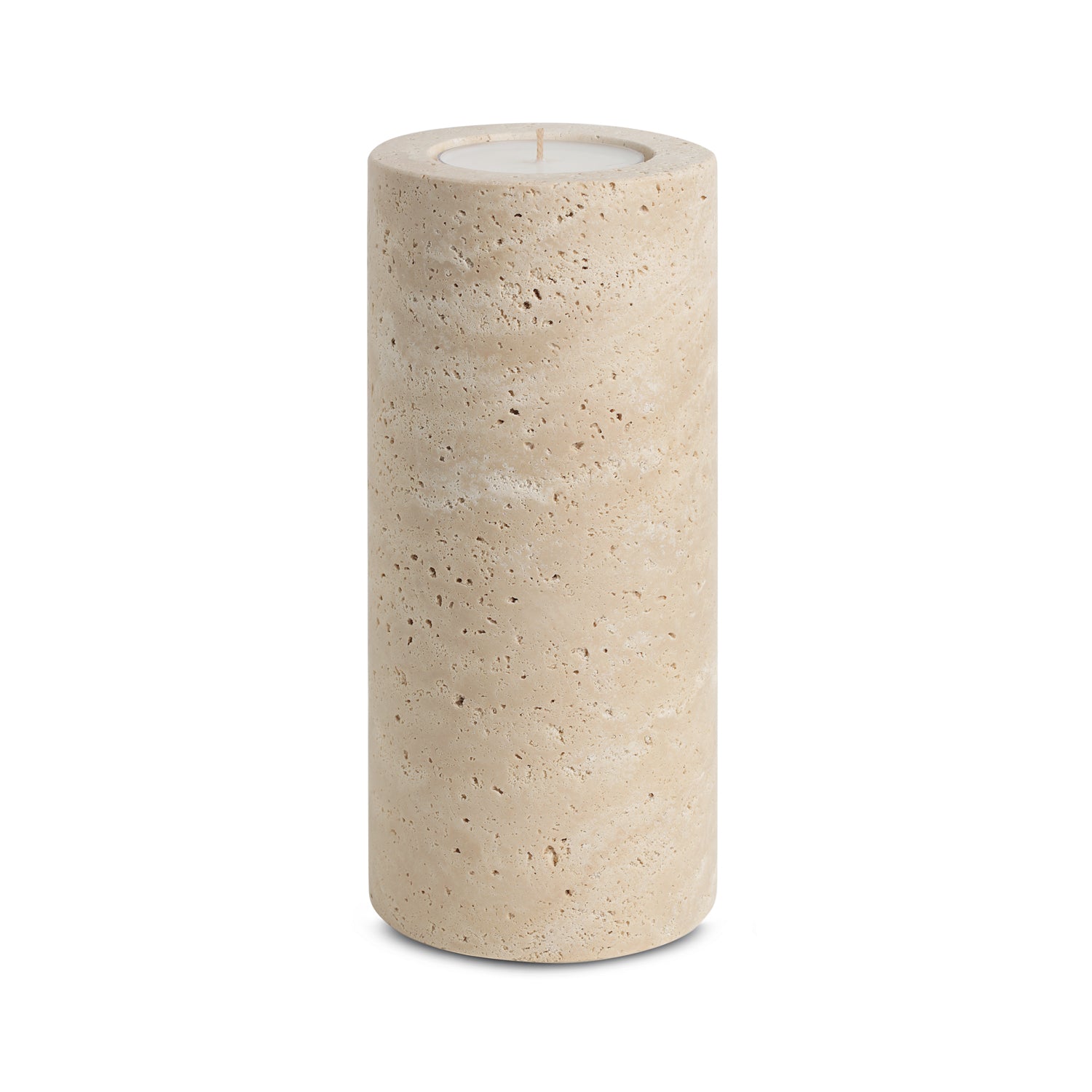 Sable Cove | Natural Stone Maxi Tea Light Candle Holder Vase | Inc. Pack of x3 Maxi Tea Lights