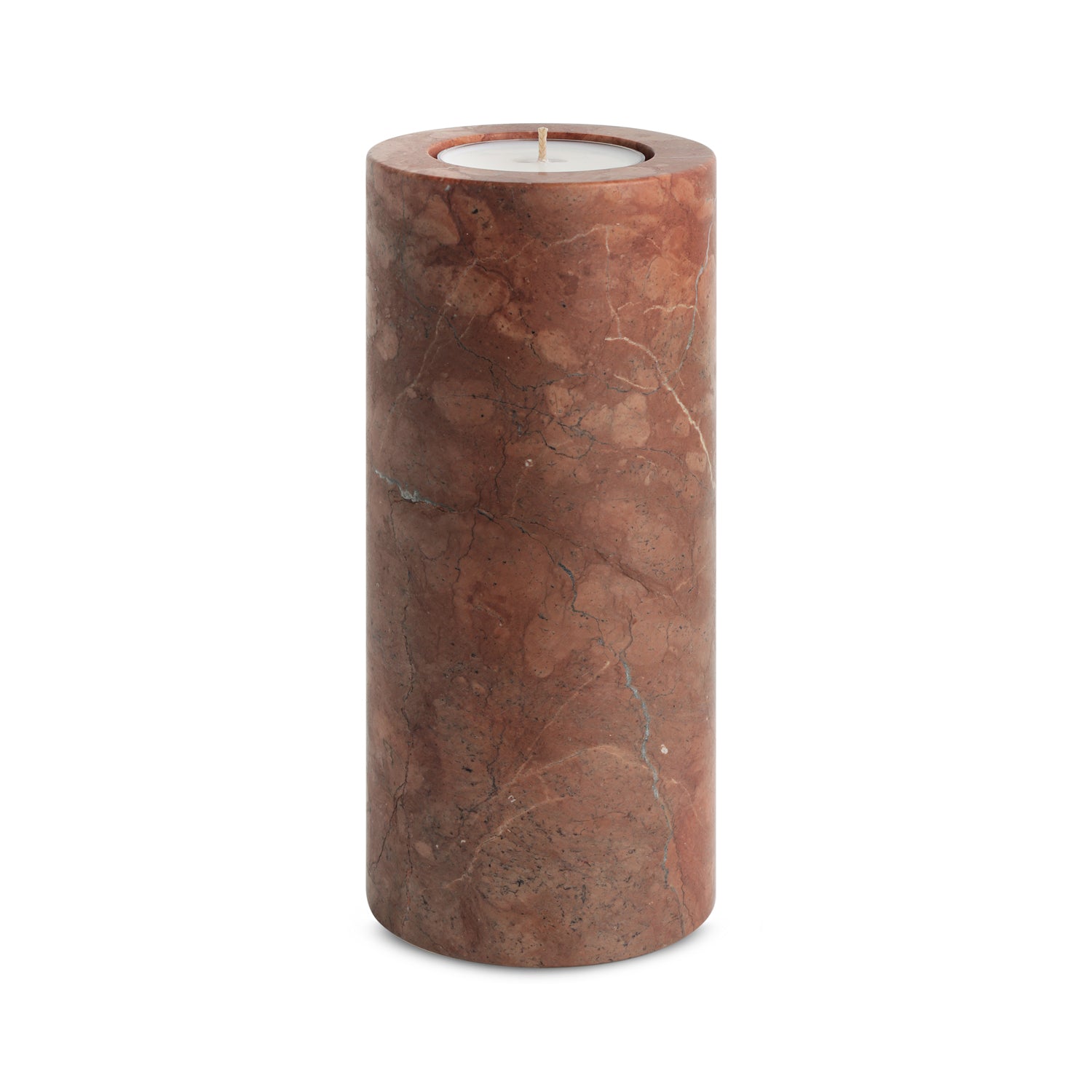 Terra Cove | Natural Stone Maxi Tea Light Candle Holder Vase | Inc. Pack of x3 Maxi Tea Lights