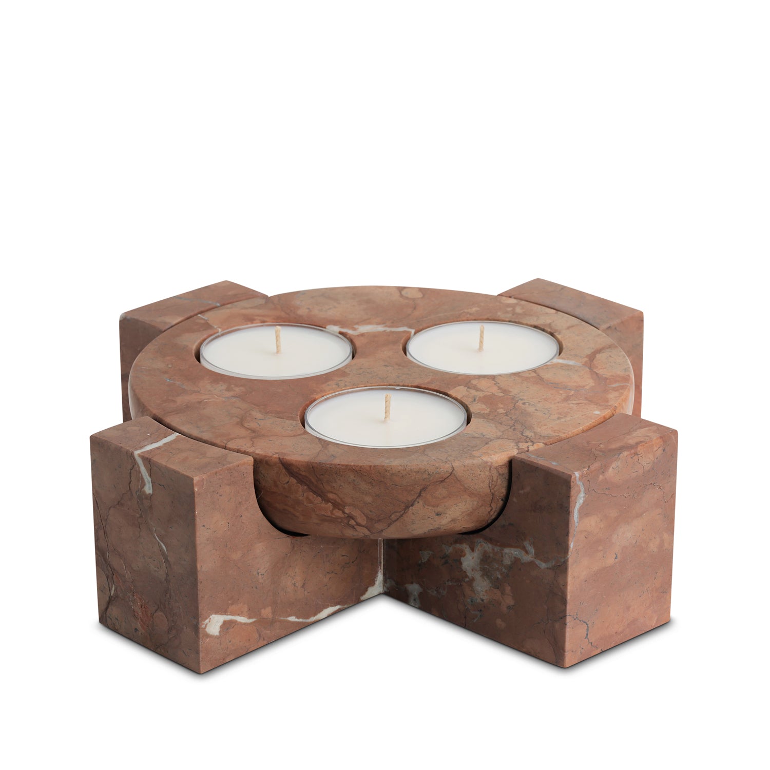 Terra Orbit | Natural Stone Maxi Tea Light Candle Holder | Inc. Pack of x3 Maxi Tea Lights