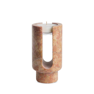 Terra Arch | Natural Stone Maxi Tea Light Candle Holder | Inc. Pack of x3 Maxi Tea Lights