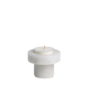 Luna Halo | Natural Stone Maxi Tea Light Candle Holder | Inc. Pack of x3 Maxi Tea Lights