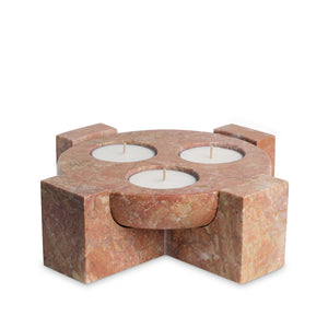 Terra Orbit | Natural Stone Maxi Tea Light Candle Holder | Inc. Pack of x3 Maxi Tea Lights