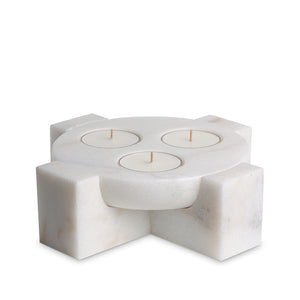 Luna Orbit | Natural Stone Maxi Tea Light Candle Holder | Inc. Pack of x3 Maxi Tea Lights