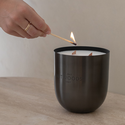 Vetiver, Leather & Cedarwood Matte Black Vessel | Extra Large | 200+ Hours Burn Time