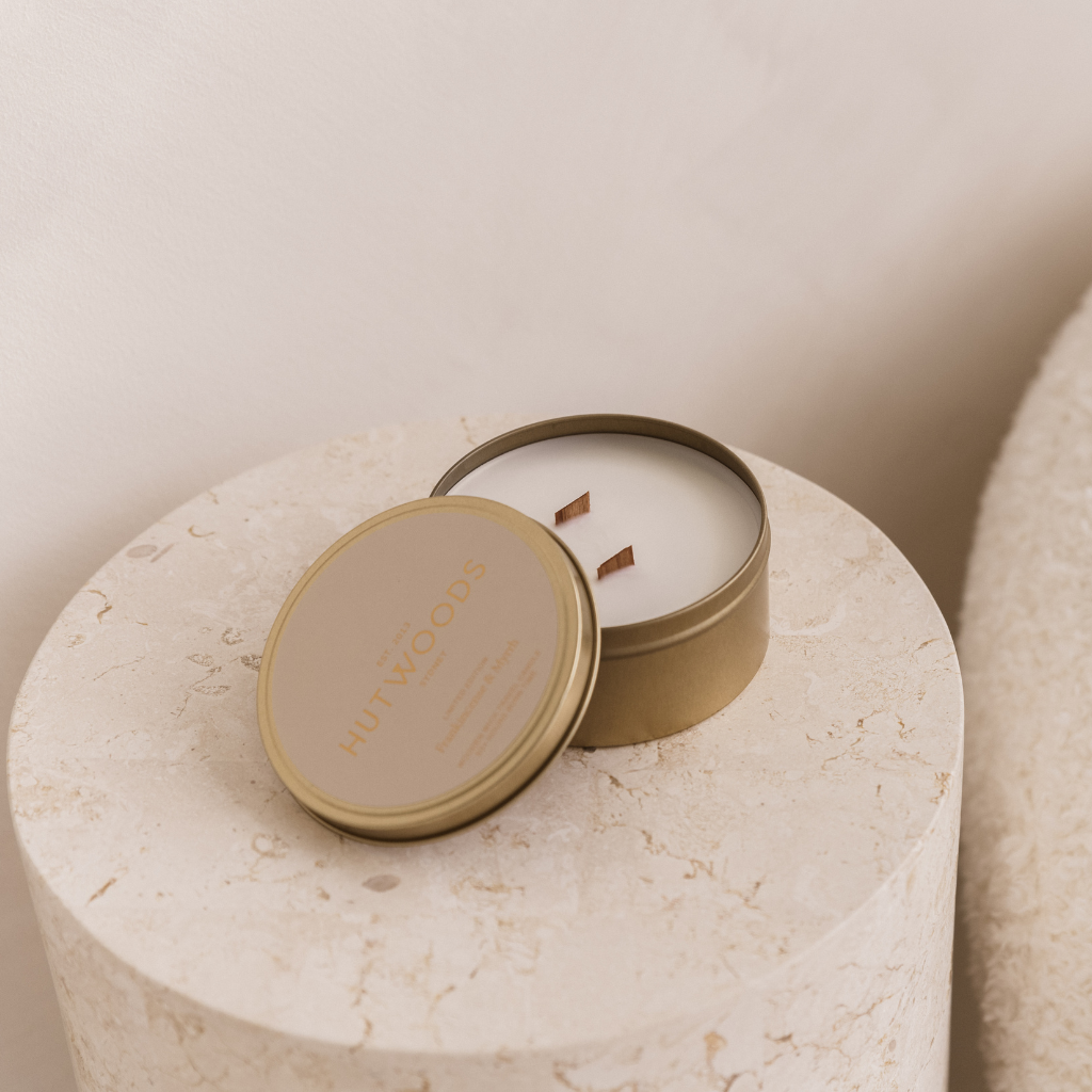 Frankincense & Myrrh Gold Travel Candle | 50+ Hours Burn Time