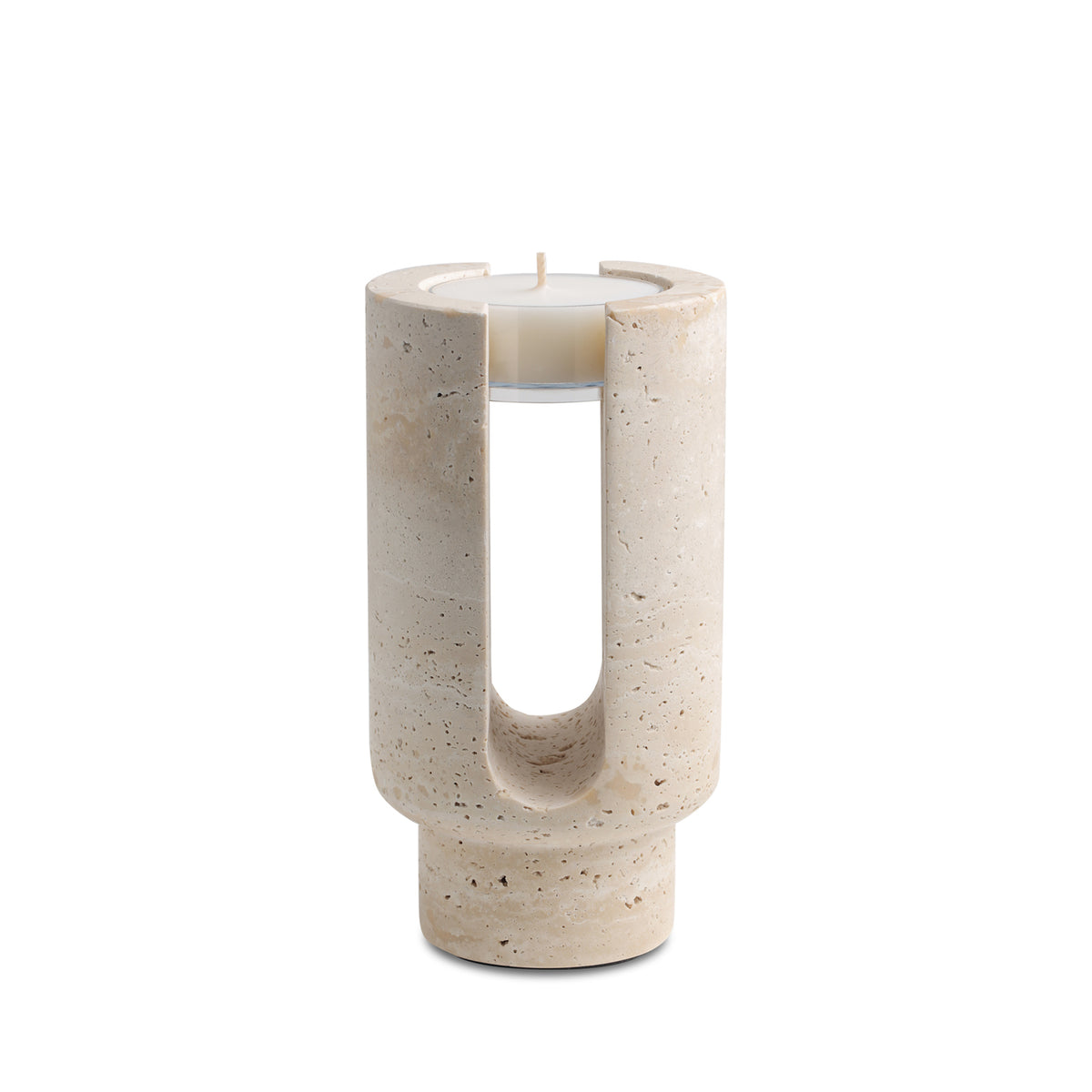 Sable Arch | Natural Stone Maxi Tea Light Candle Holder | Inc. Pack of x3 Maxi Tea Lights