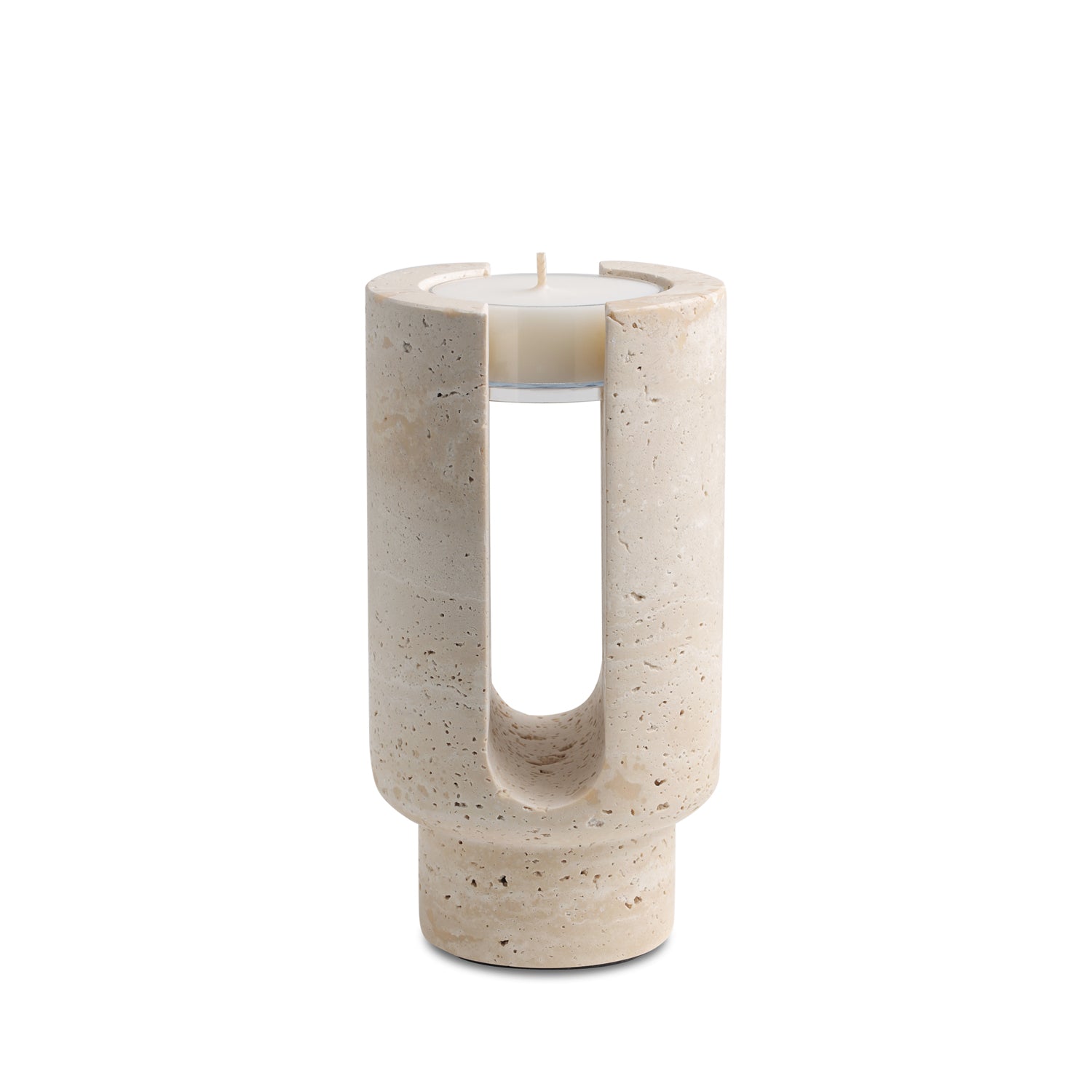 Sable Arch | Natural Stone Maxi Tea Light Candle Holder | Inc. Pack of x3 Maxi Tea Lights
