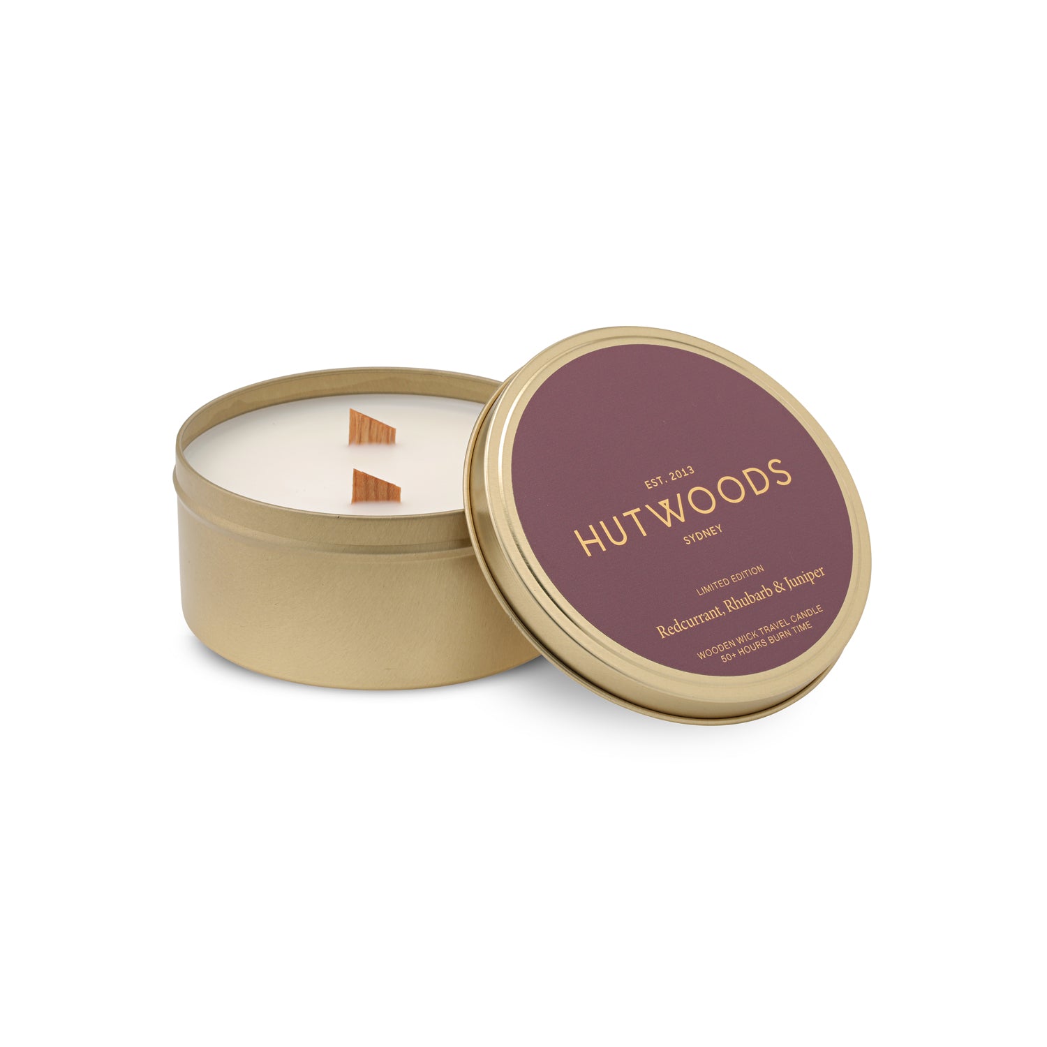 Redcurrant, Rhubarb & Juniper Gold Travel Candle | 50+ Hours Burn Time