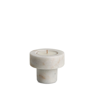 Luna Halo | Natural Stone Maxi Tea Light Candle Holder | Inc. Pack of x3 Maxi Tea Lights