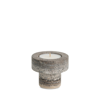 Alba Halo | Natural Stone Maxi Tea Light Candle Holder | Inc. Pack of x3 Maxi Tea Lights