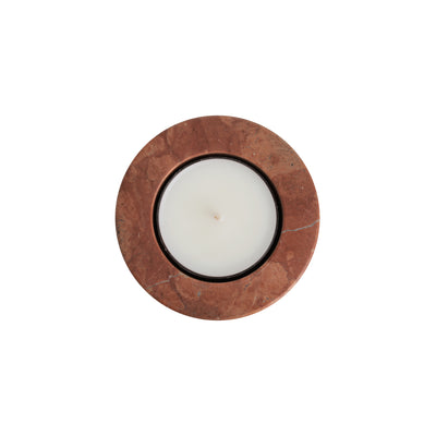 Terra Cove | Natural Stone Maxi Tea Light Candle Holder Vase | Inc. Pack of x3 Maxi Tea Lights