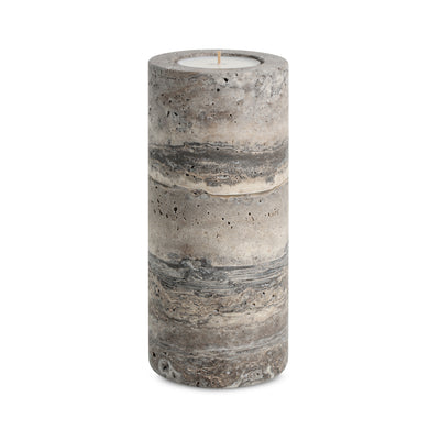 Alba Cove | Natural Stone Maxi Tea Light Candle Holder Vase | Inc. Pack of x3 Maxi Tea Lights