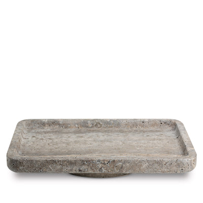 Alba Dune | Natural Stone Statement Tray | Inc. Pack of x3 Maxi Tea Lights
