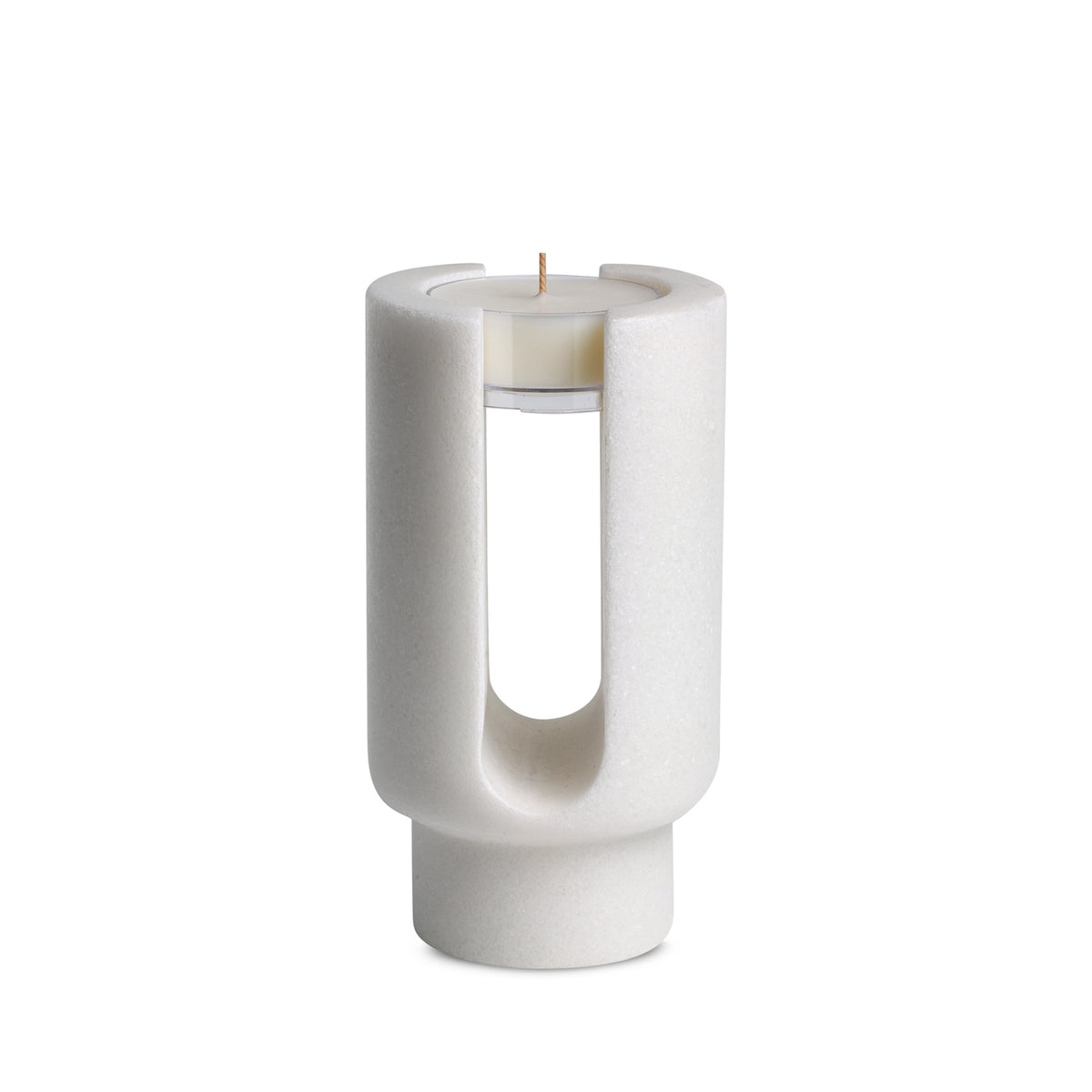 Luna Arch | Natural Stone Maxi Tea Light Candle Holder | Inc. Pack of x3 Maxi Tea Lights