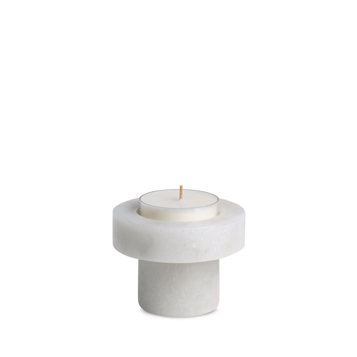 Luna Halo | Natural Stone Maxi Tea Light Candle Holder | Inc. Pack of x3 Maxi Tea Lights