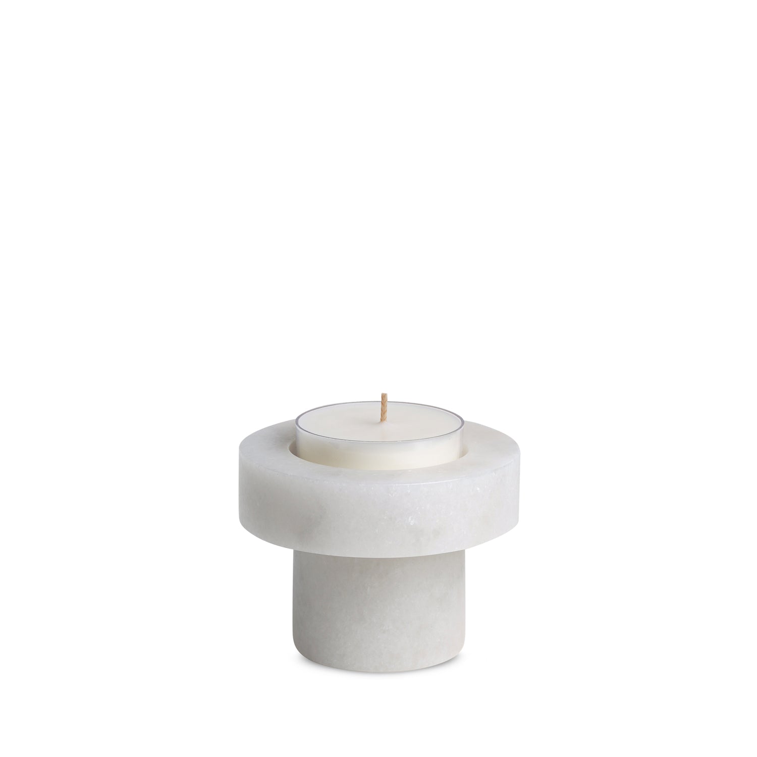 Luna Halo | Natural Stone Maxi Tea Light Candle Holder | Inc. Pack of x3 Maxi Tea Lights
