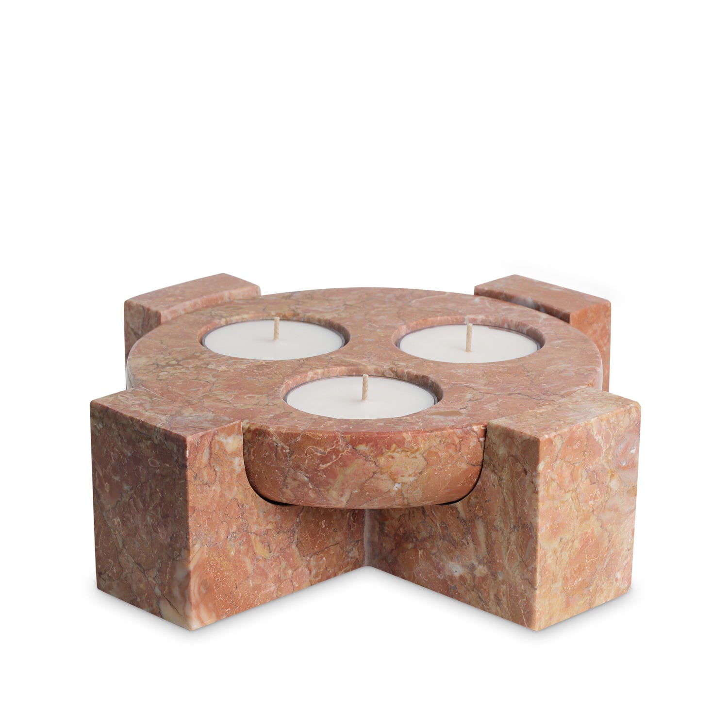 Terra Orbit | Natural Stone Maxi Tea Light Candle Holder | Inc. Pack of x3 Maxi Tea Lights